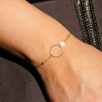 Bracelet nacre trefle